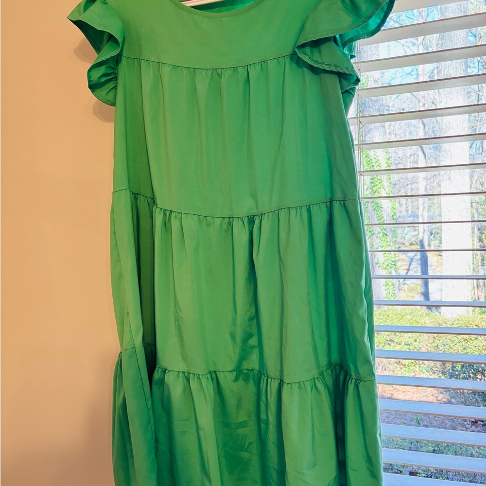Green Ruffled women’s casual boutique Dress